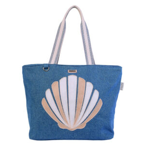 Product image for Denim Scallop Shoulder Tote
