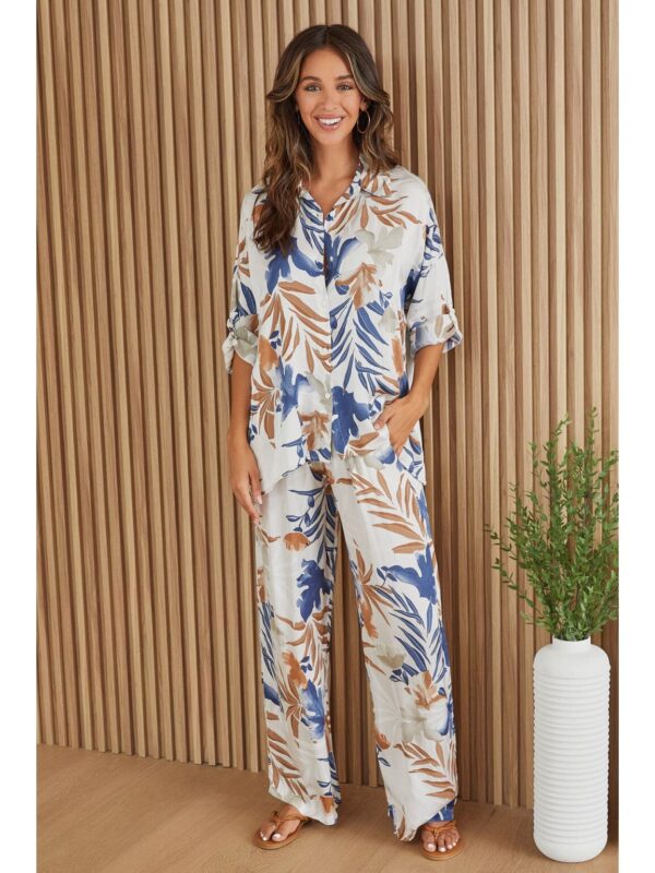 Product image for Silk Palm Print Button Pant