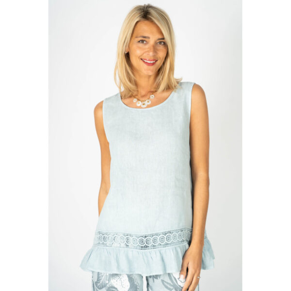 Product image for Sleeveless Linen Top w/Eyelet Detail