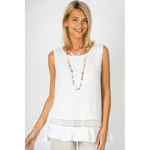 Product image for Sleeveless Linen Top w/Eyelet Detail