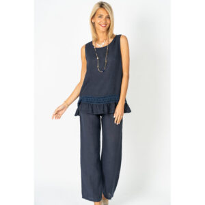 Product image for Sleeveless Linen Top w/Eyelet Detail