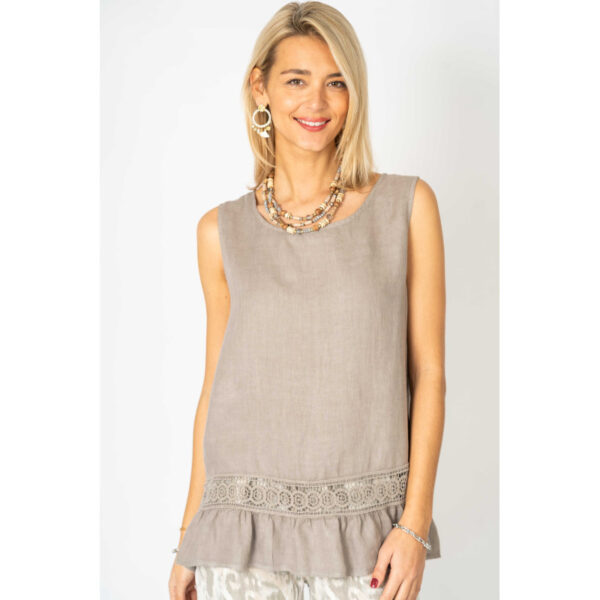 Product image for Sleeveless Linen Top w/Eyelet Detail