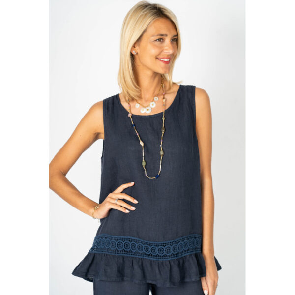 Product image for Sleeveless Linen Top w/Eyelet Detail